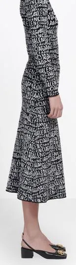 Logo Intarsia Knit Midi Skirt