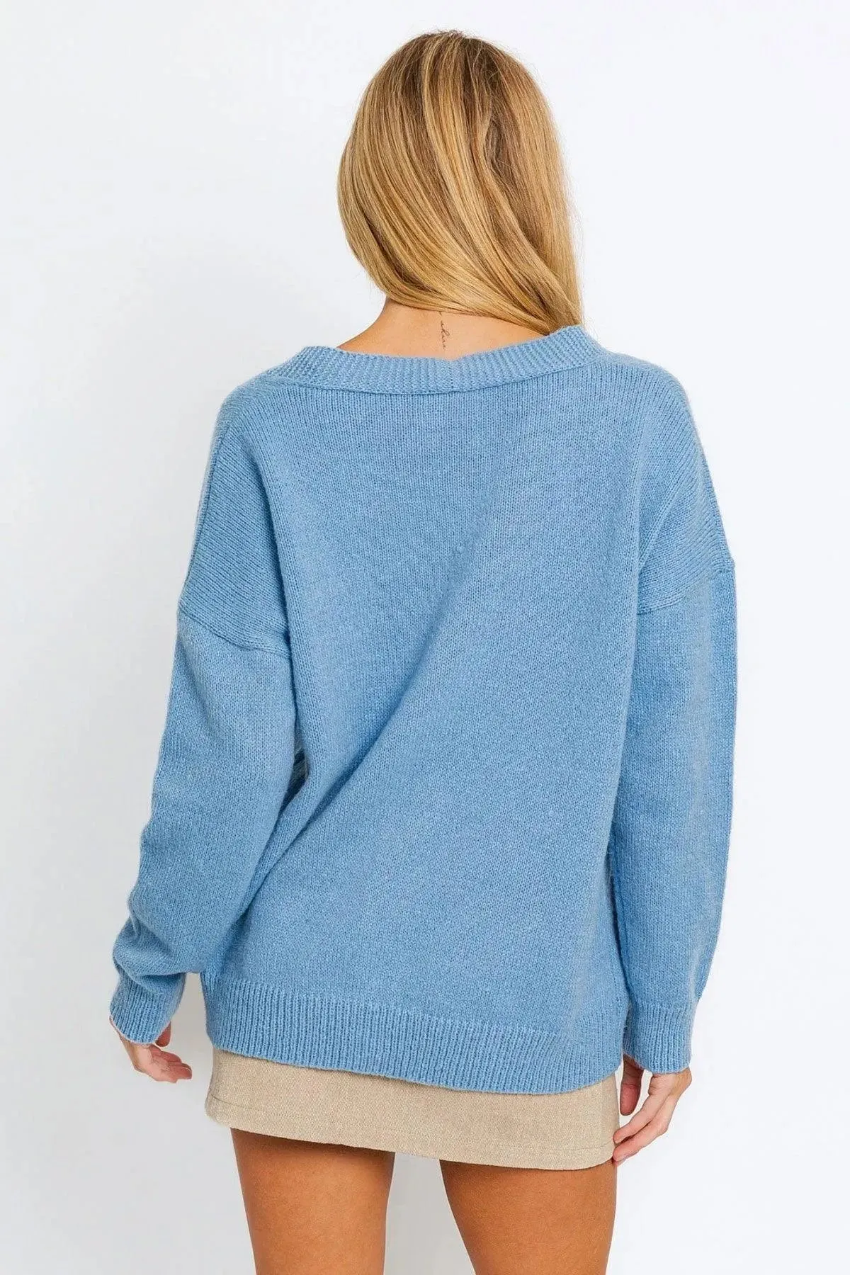 Long Sleeve V-Neck Oversized Sweater Cardigan