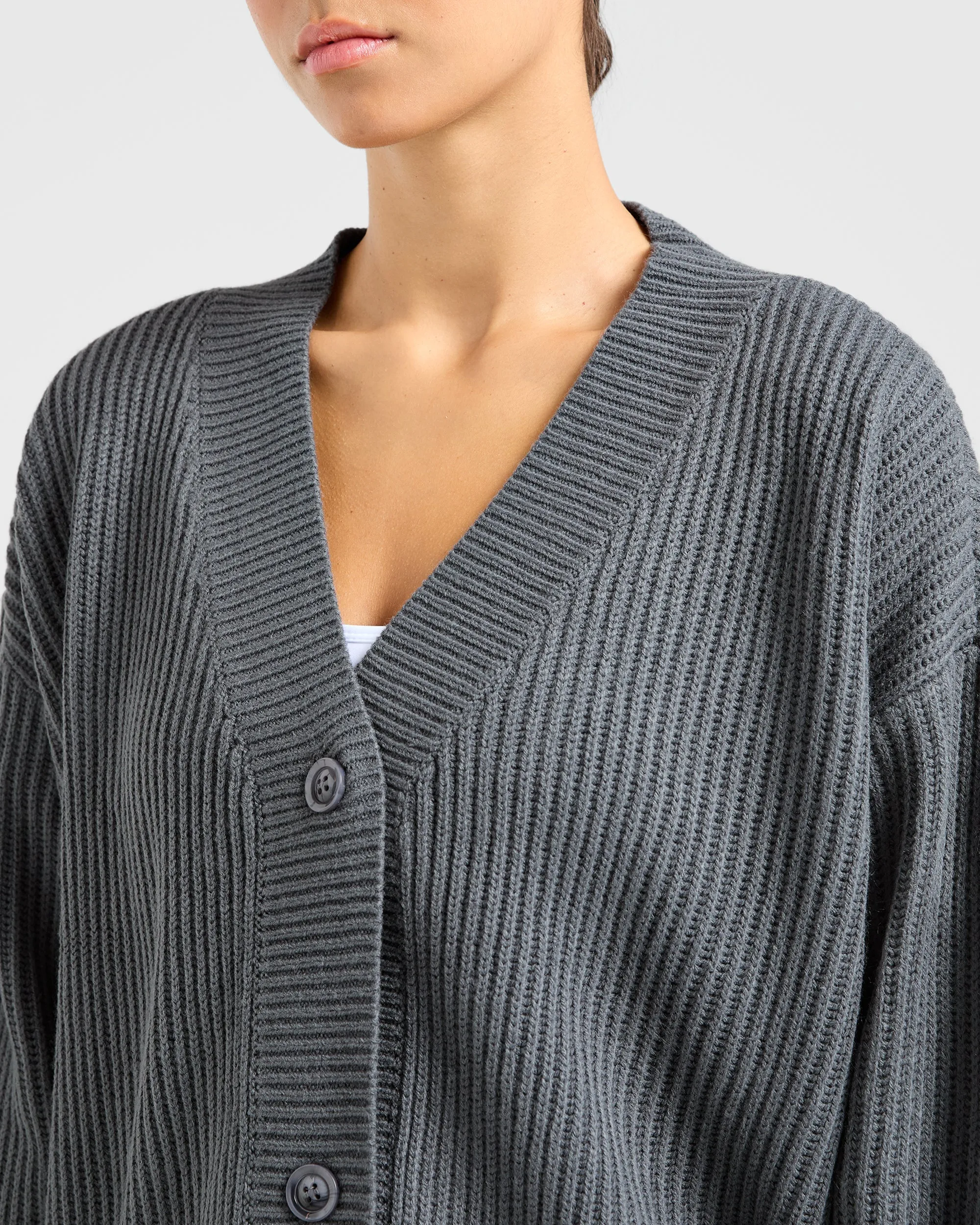 Lounge Oversized Knit Cardigan - Charcoal