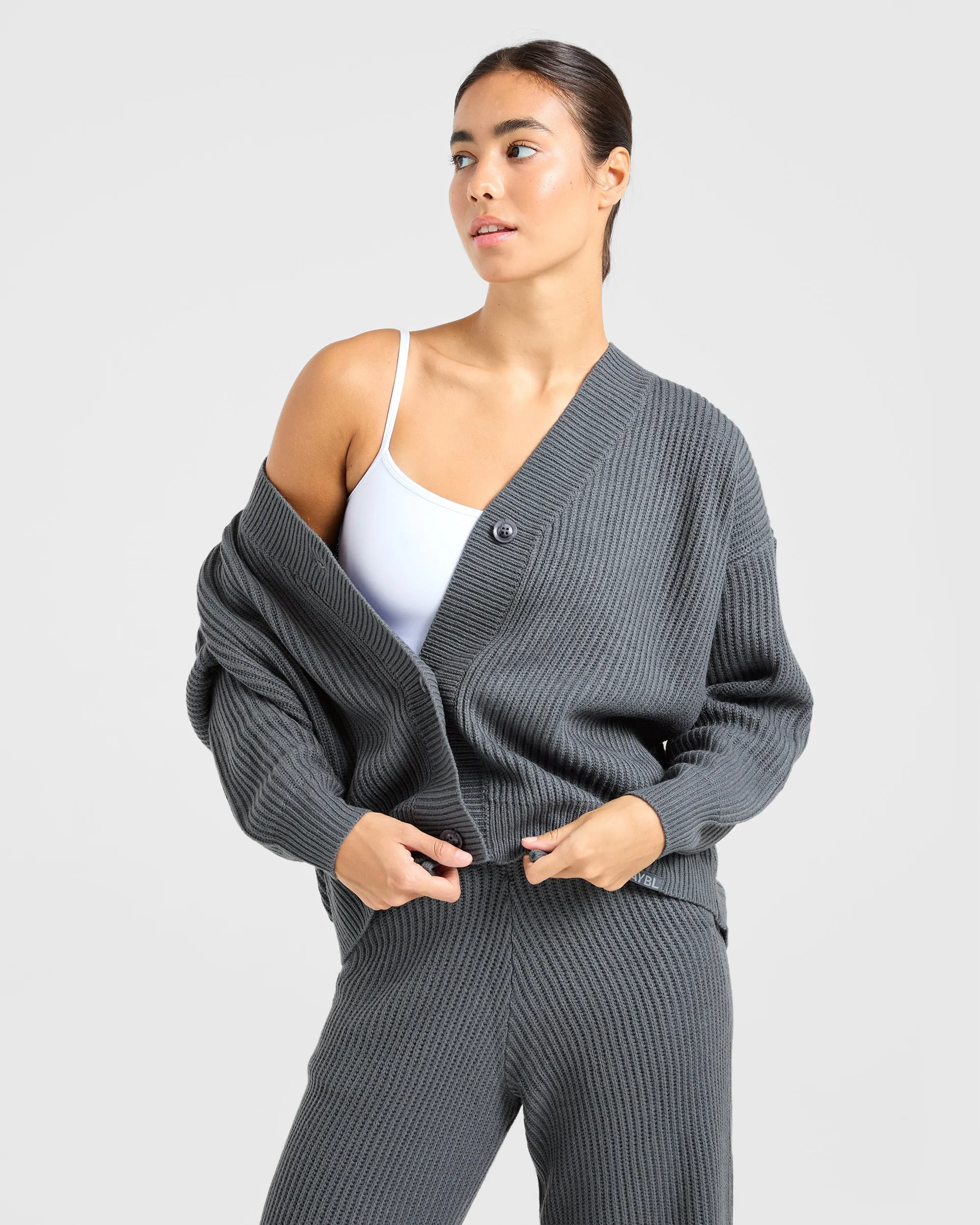 Lounge Oversized Knit Cardigan - Charcoal