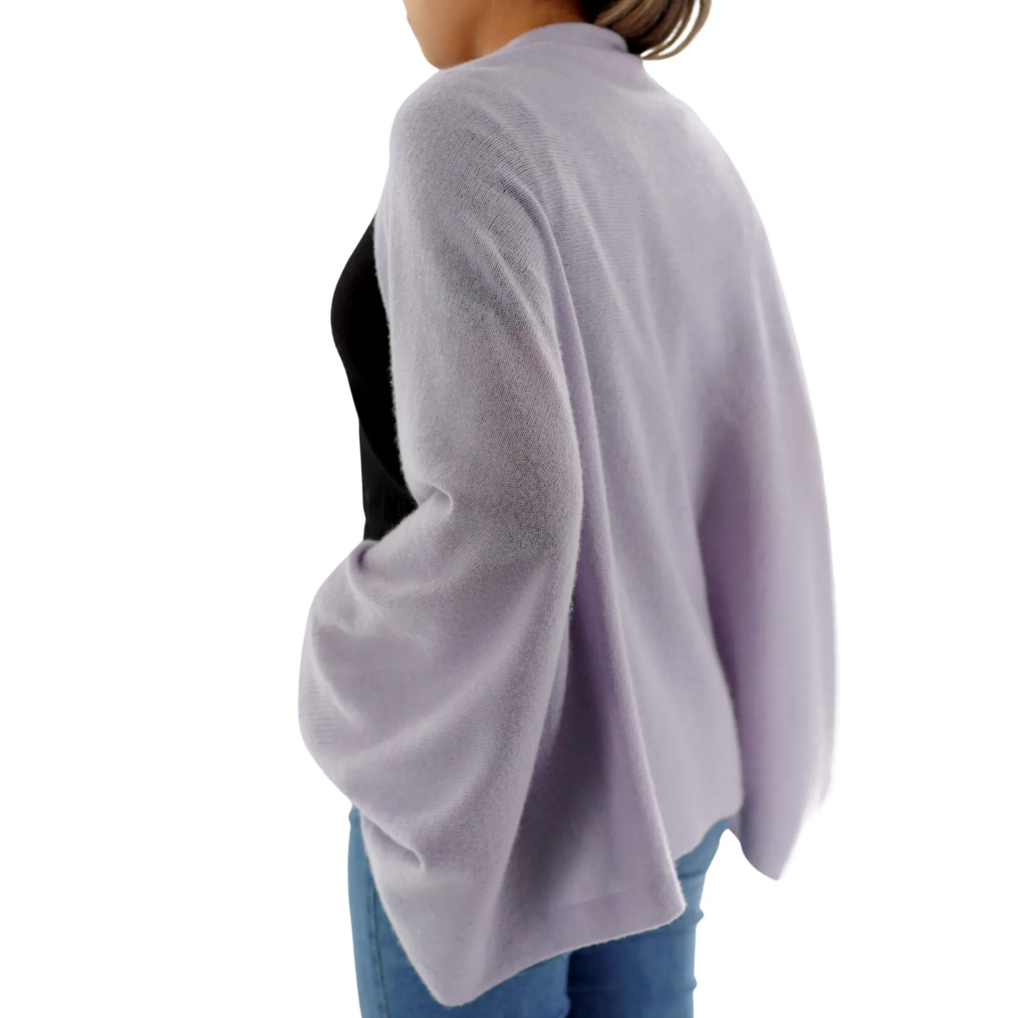 Luxe Soft Cashmere/Wool Blend Cocoon Shawl - Lavender - One Size