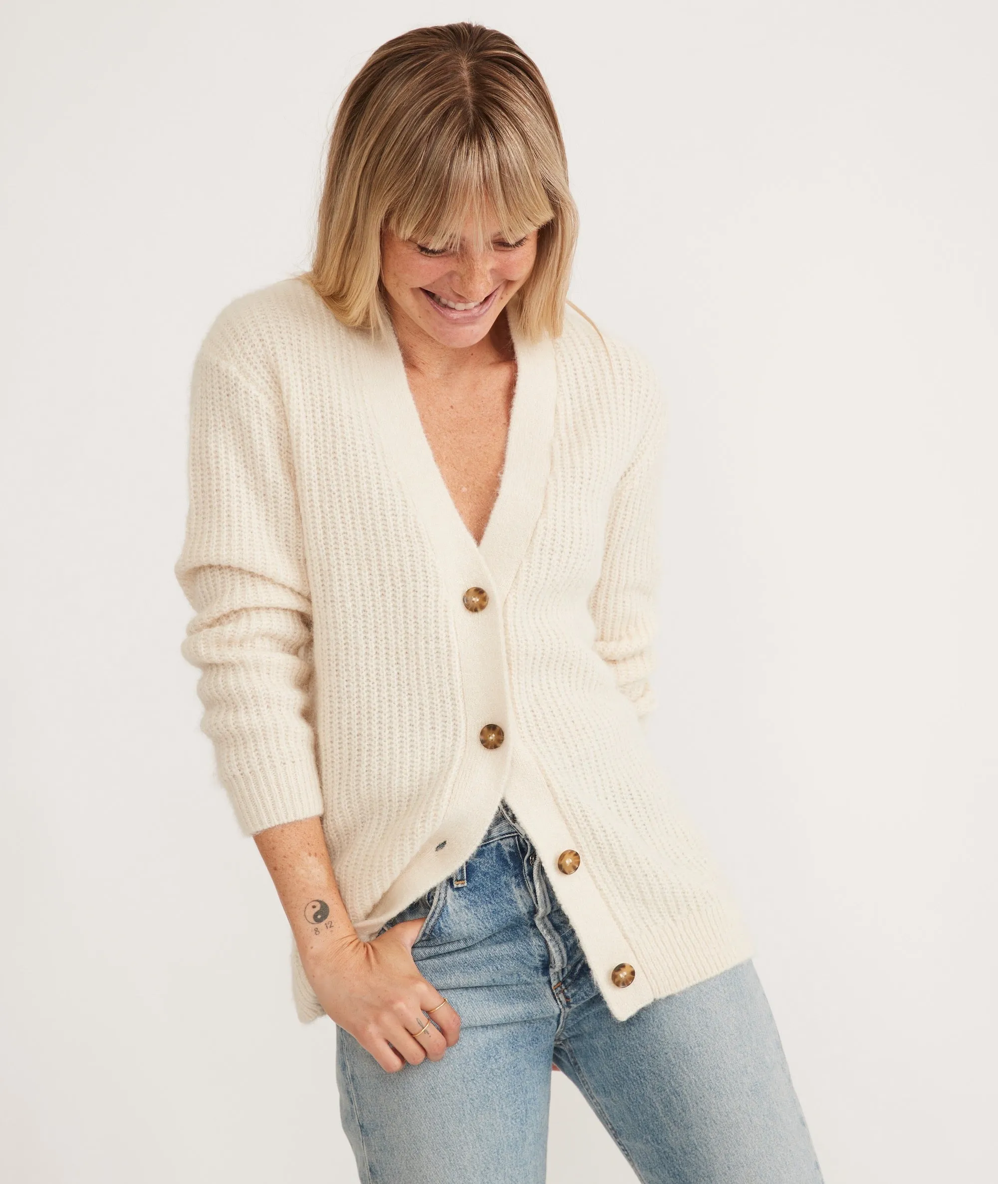 Marine Layer Nova Oversized Cardigan in Ivory