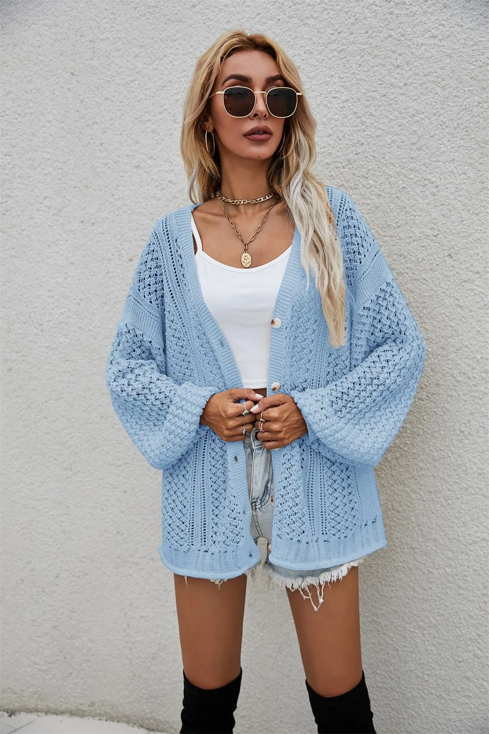 Mark My Words Knit V-Neck Dropped Shoulder Cardigan