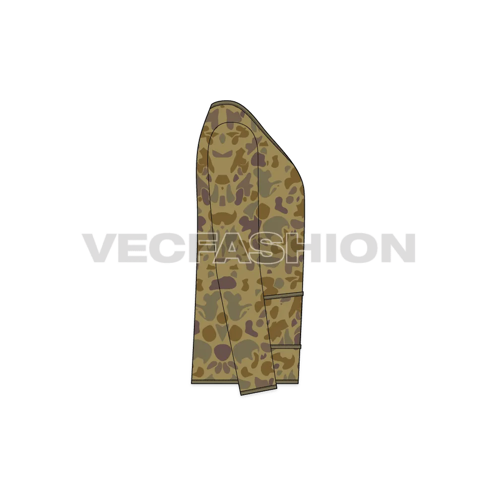 Mens Oversized Camo Cardigan Vector Sketch