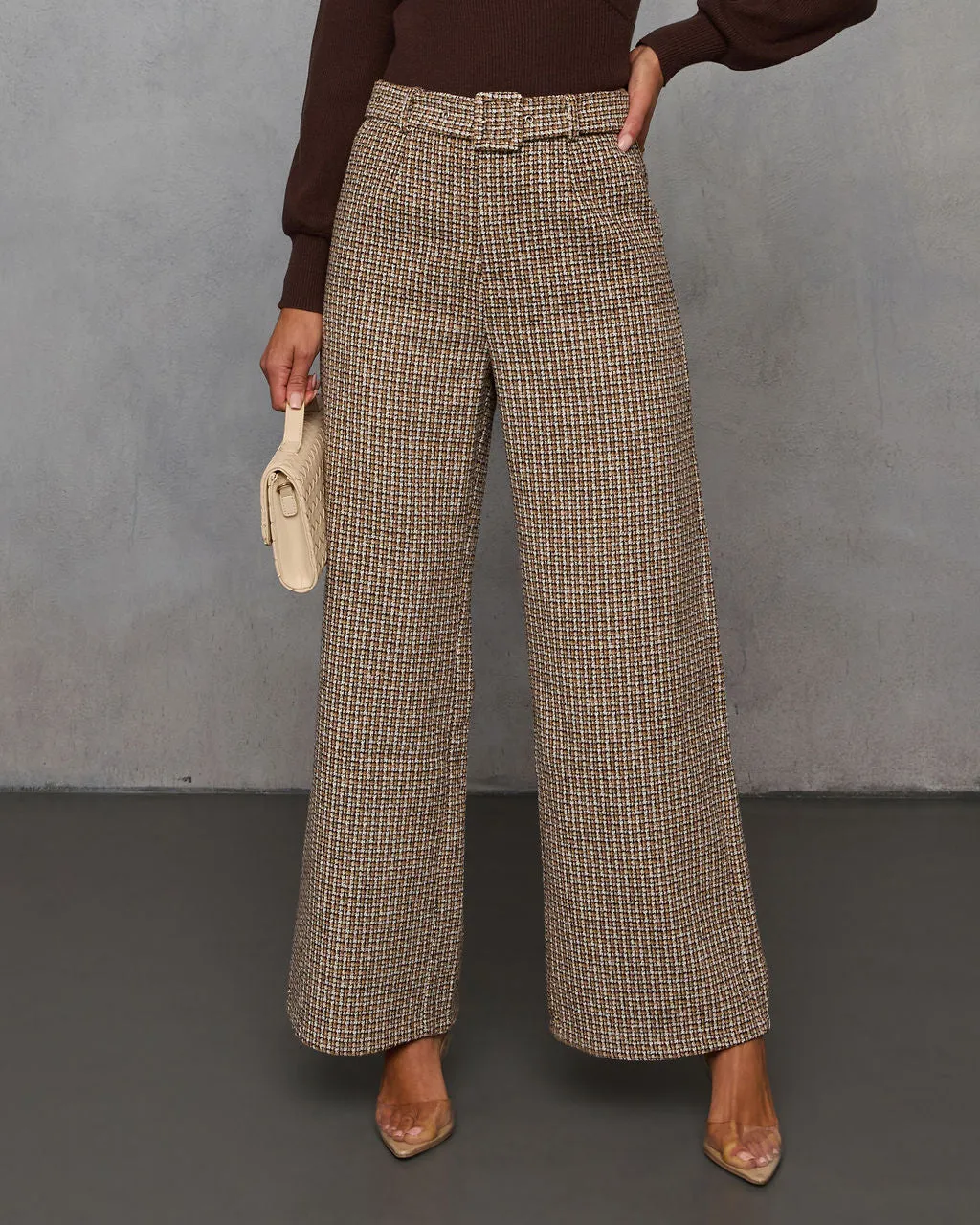 Midnight Jewel Wide Leg Tweed Pants