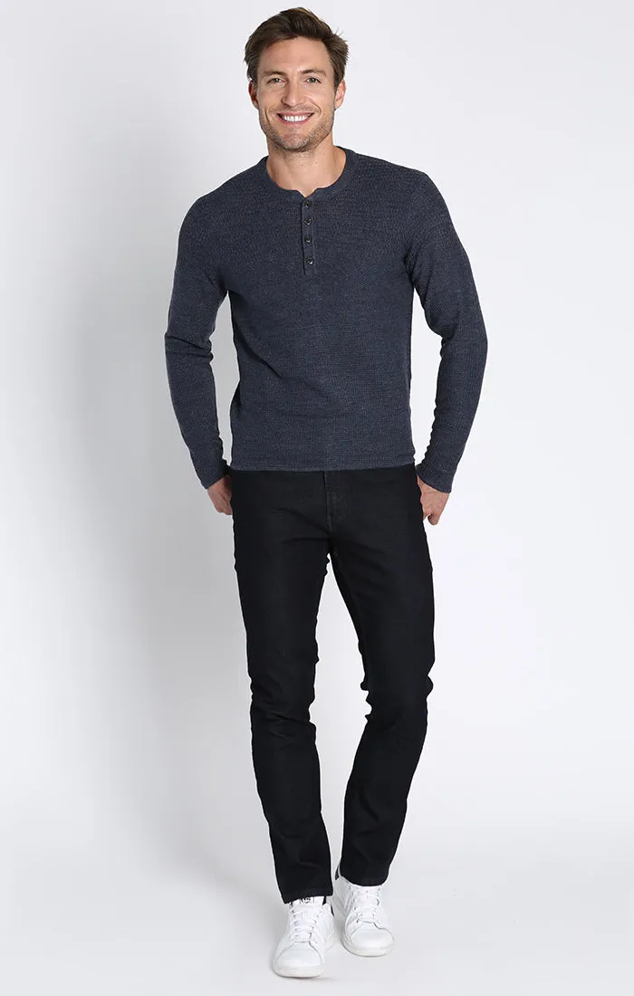 Mixed Stitch Waffle Sweater Henley