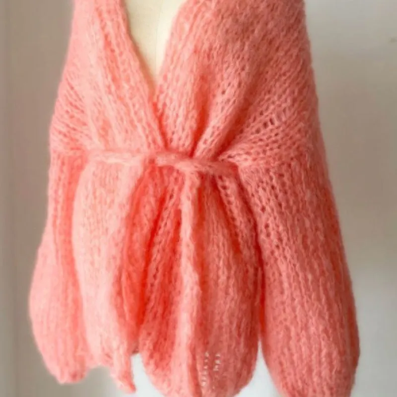 Mohair Oversized V-neck Cardigan