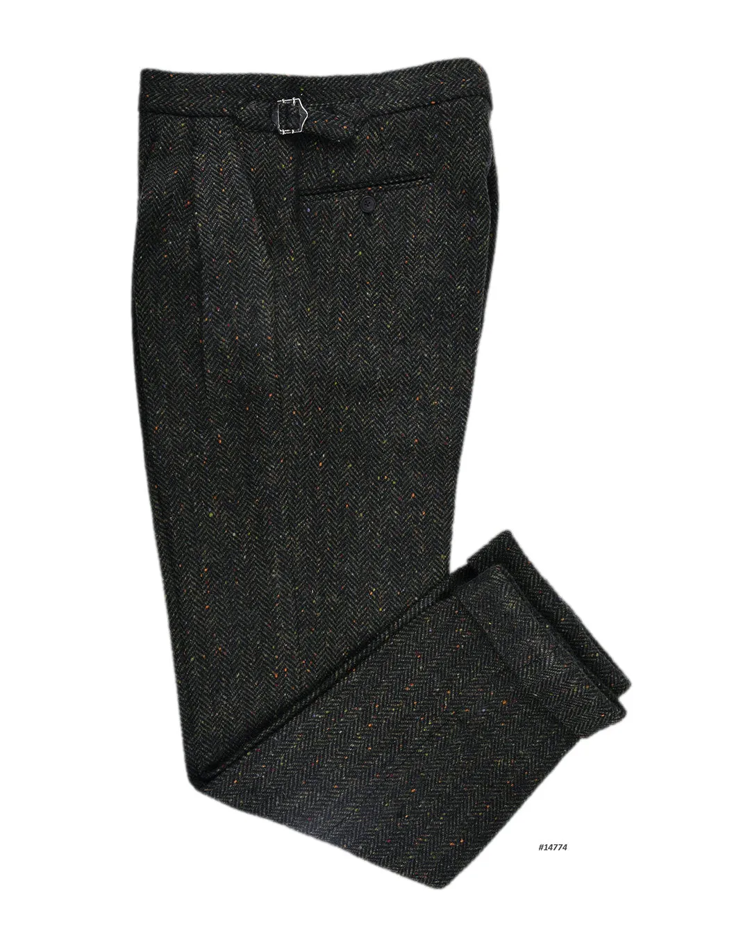 Molloy Herringbone Donegal Tweed Pants - Forest