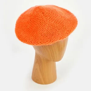 Orange Wool Mix Knitted Beret