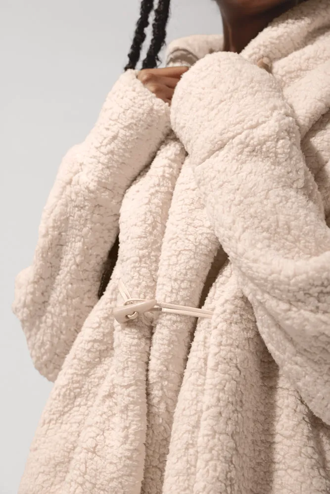 POPFLEX® Faux Sherpa Cocoon Coat - Taupe