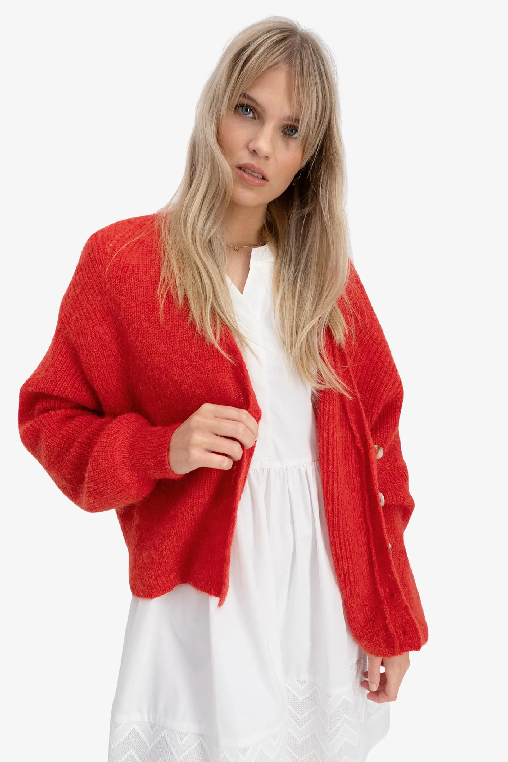 Precise Cardigan - Bright Red