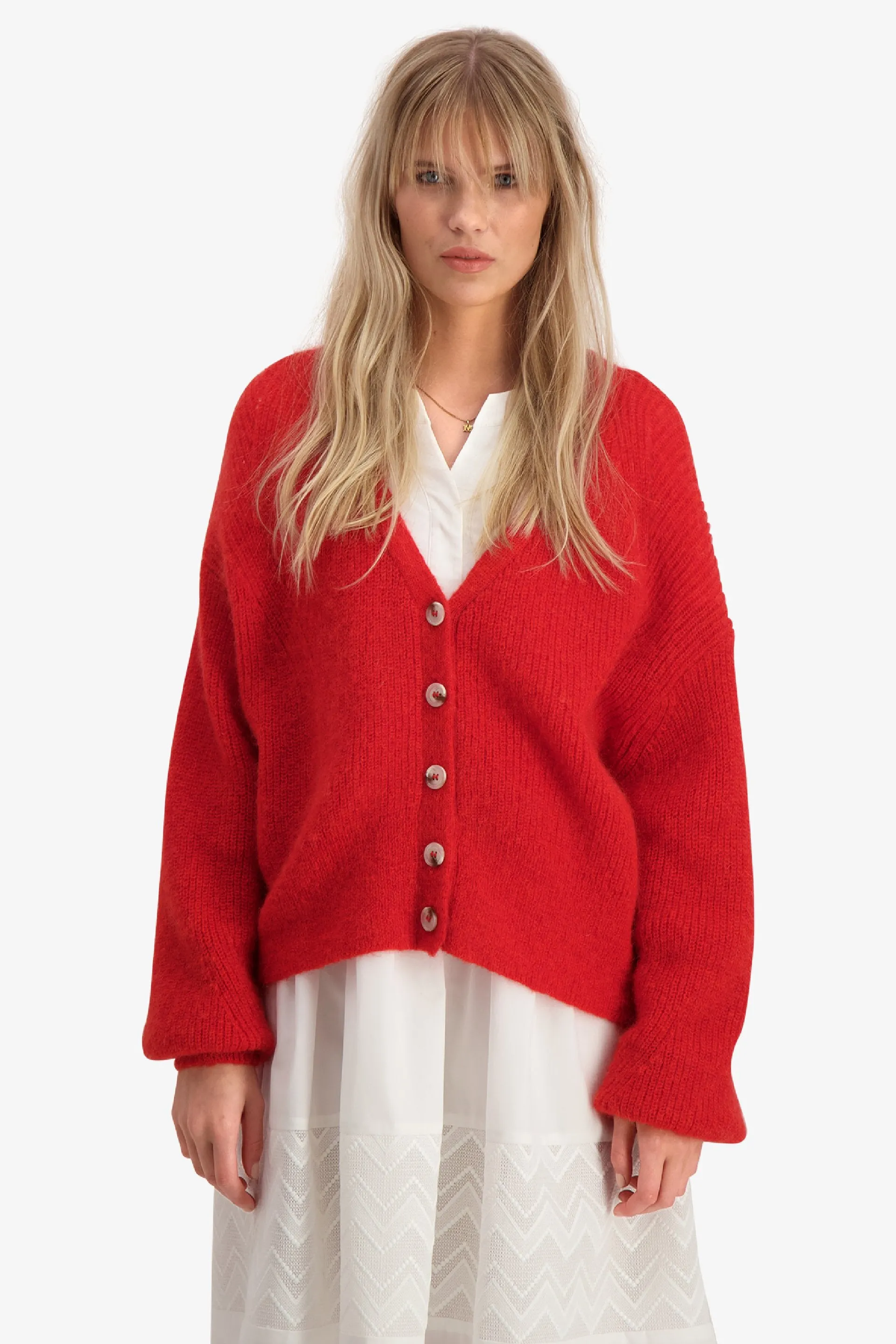 Precise Cardigan - Bright Red