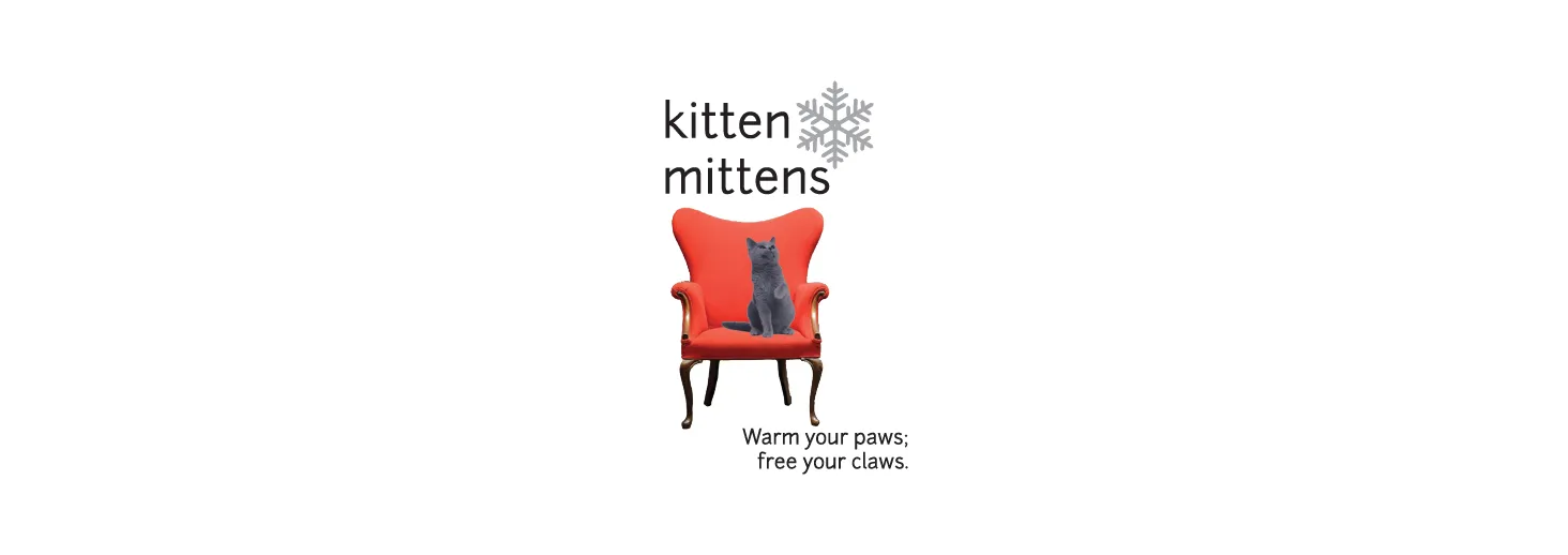 Recycled orange heather wool Kitten Mittens, short