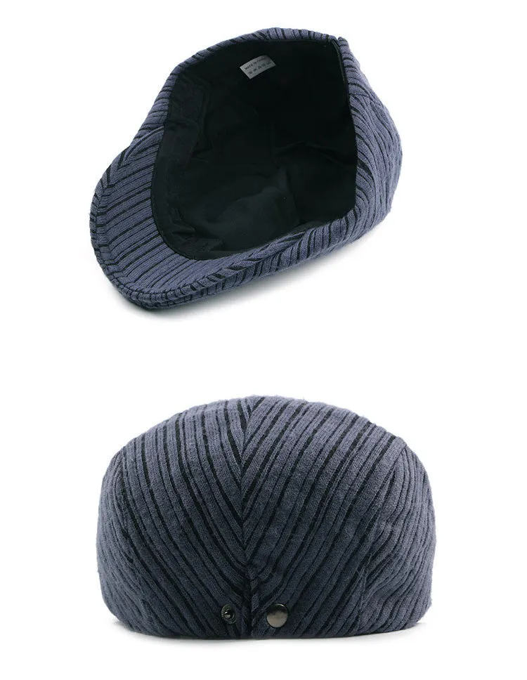 Retro Men's Knitted Beret Hats - Khaki,Wine Red,Black,Dark Blue