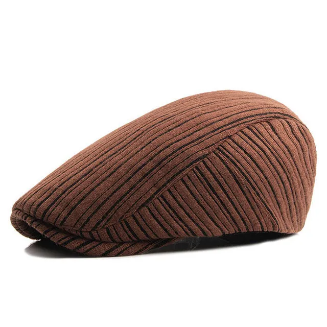 Retro Men's Knitted Beret Hats - Khaki,Wine Red,Black,Dark Blue