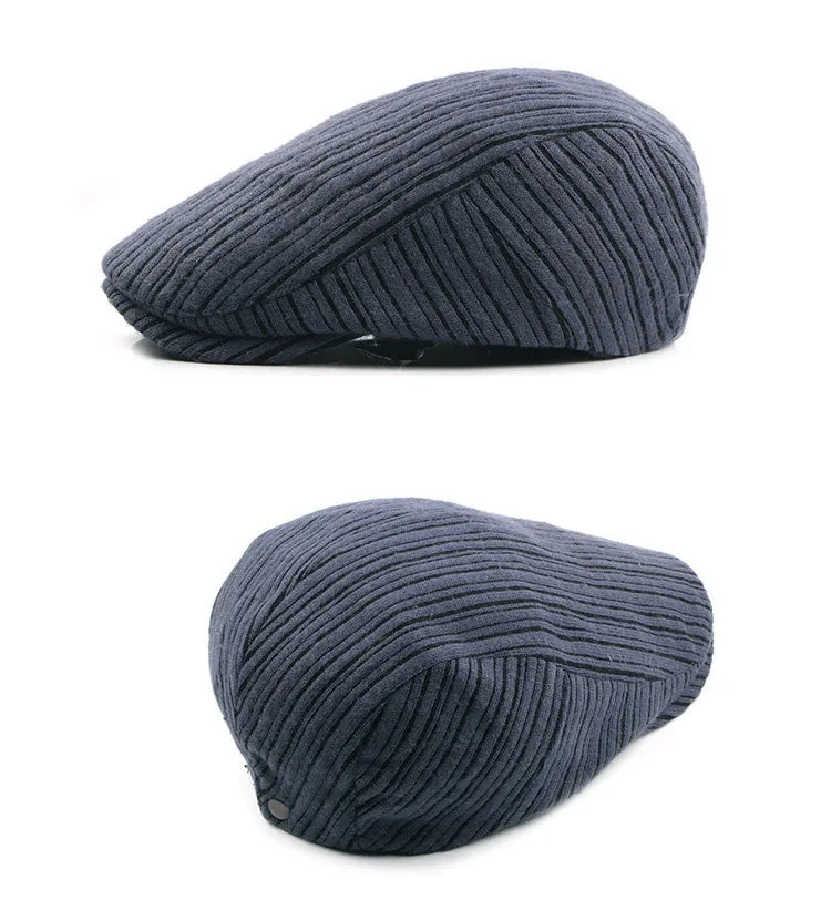 Retro Men's Knitted Beret Hats - Khaki,Wine Red,Black,Dark Blue