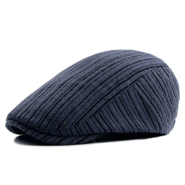 Retro Men's Knitted Beret Hats - Khaki,Wine Red,Black,Dark Blue