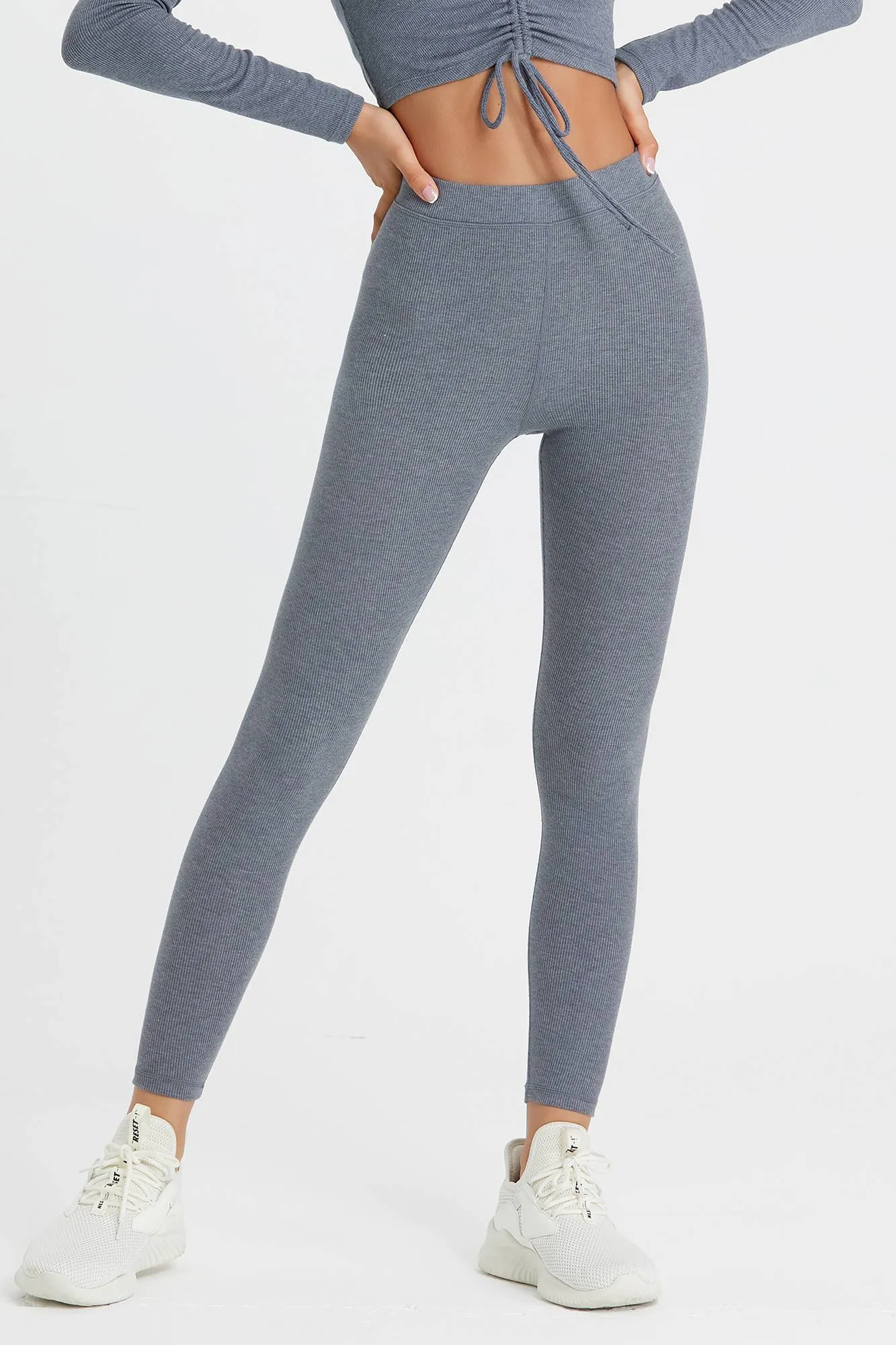 Ribbed Mid-Waist Workout Leggings