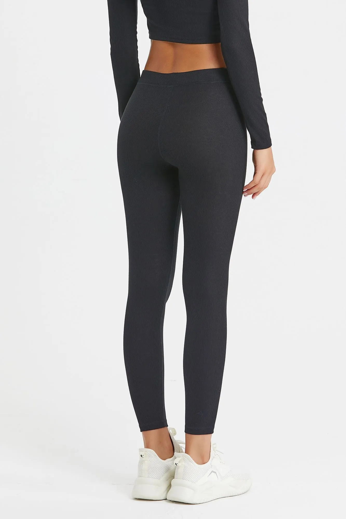 Ribbed Mid-Waist Workout Leggings