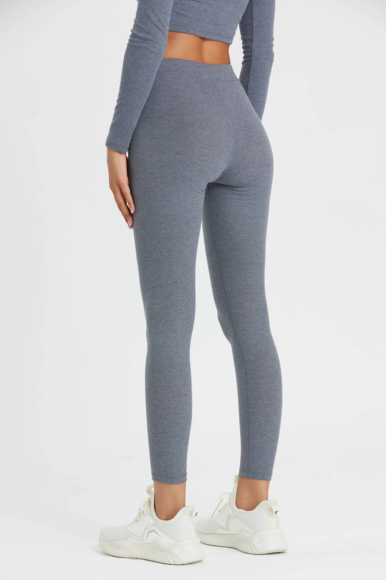 Ribbed Mid-Waist Workout Leggings