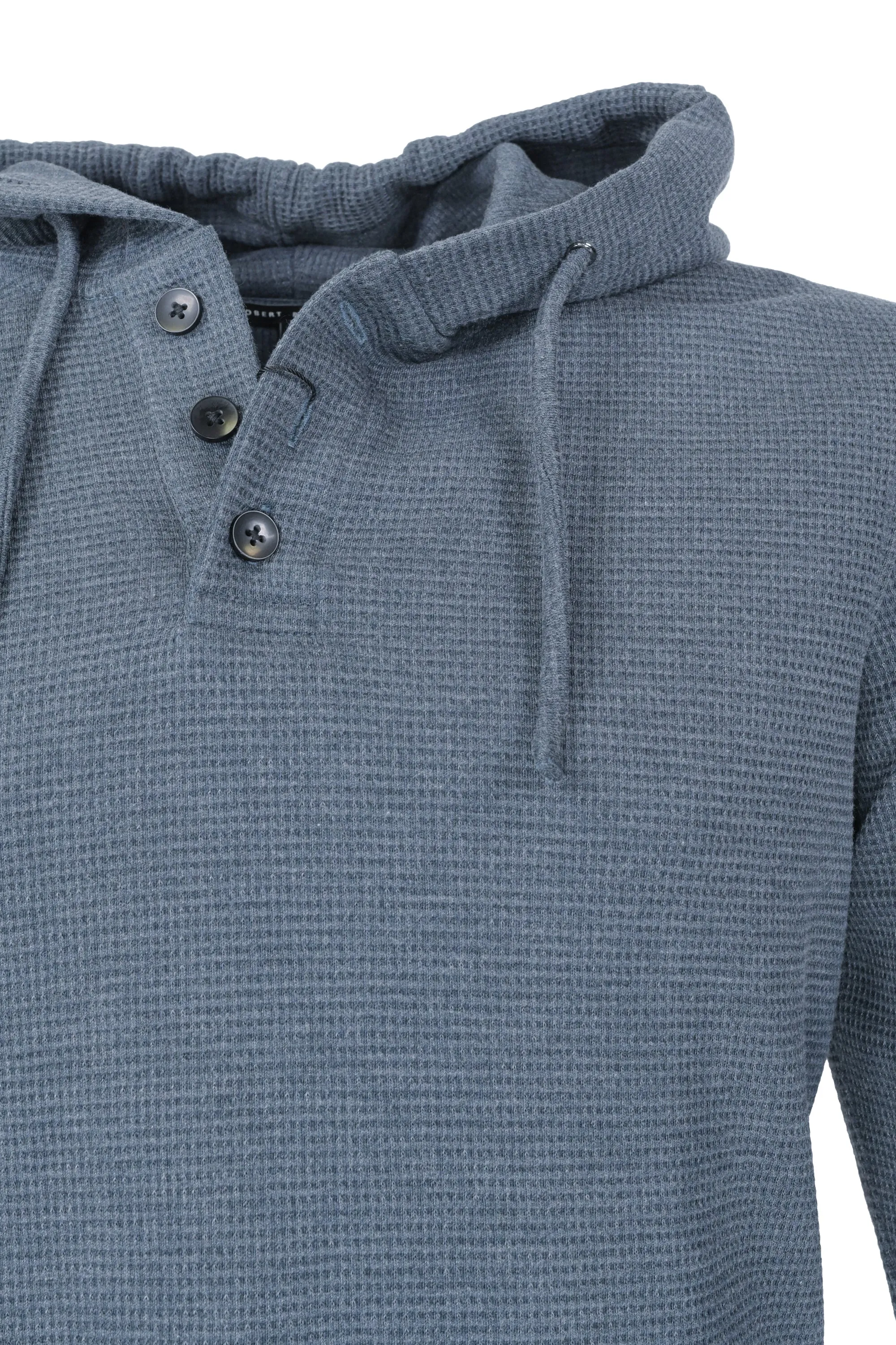 Robert Barakett Grenfell Waffle Henley Hooded Sweater Dark Teal