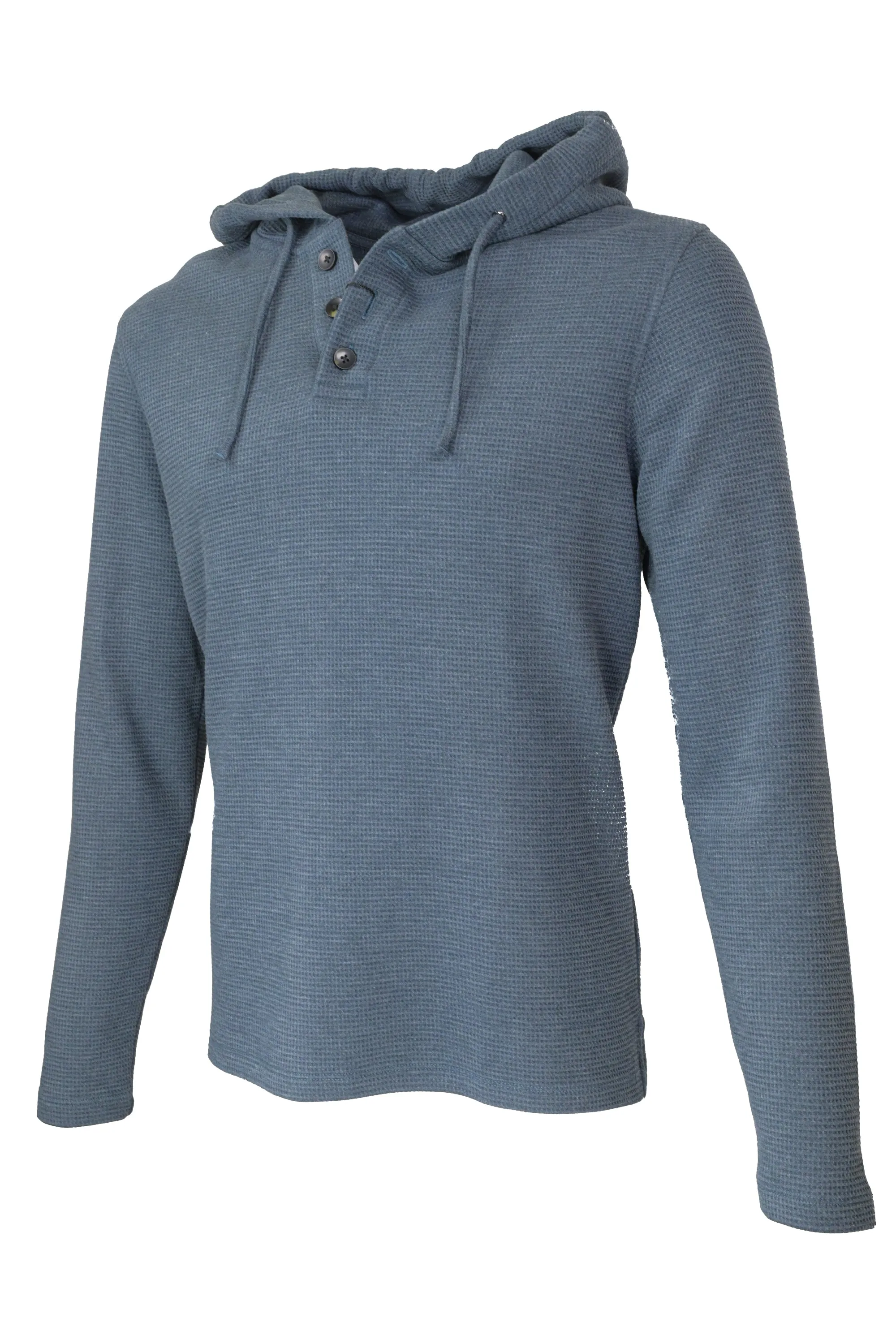 Robert Barakett Grenfell Waffle Henley Hooded Sweater Dark Teal