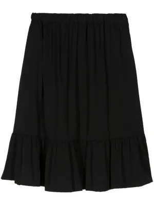 Ruffle-Hem Midi Wool Skirt