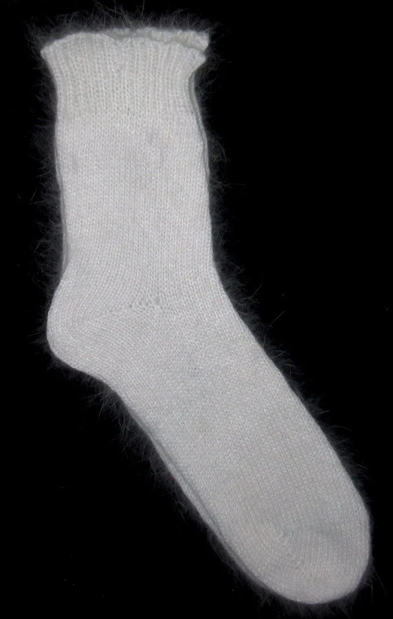 Socks - White Angora, Nylon Blend