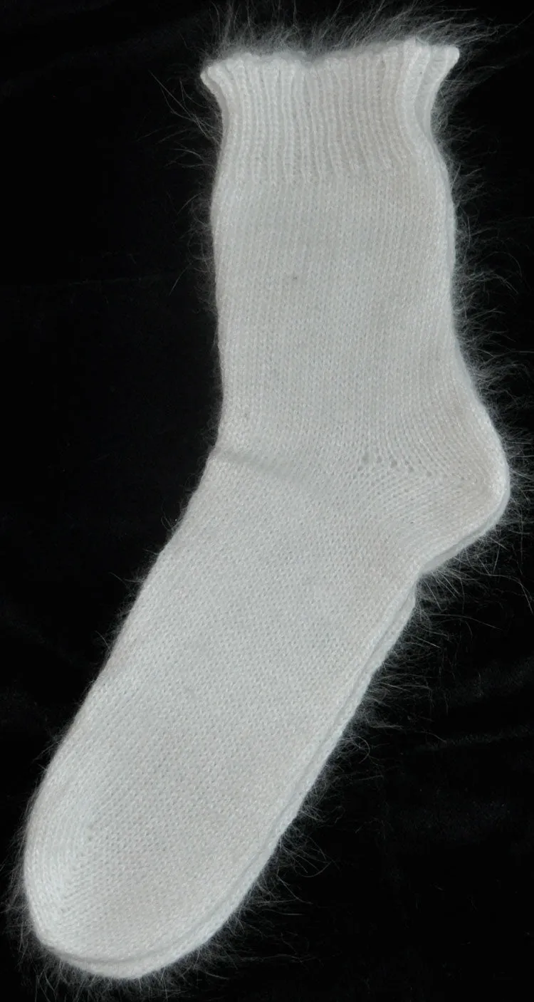 Socks - White Angora, Nylon Blend