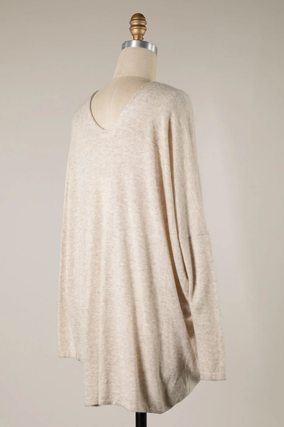 SOFT KNIT OVERSIZED LIGHWEIGHT TUNIC SWEATER 1 PACK