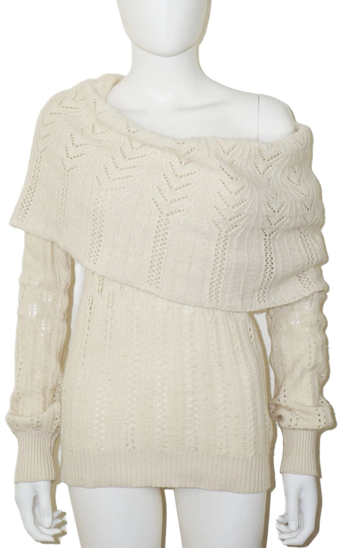 STELLA MCCARTNEY White Wide Collar Knit Wool Angora Sweater