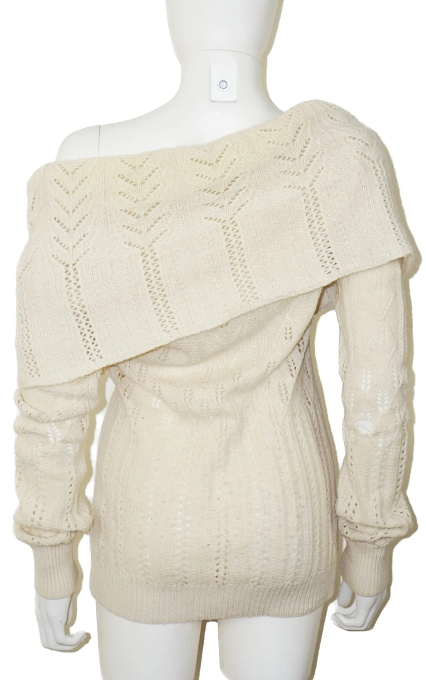 STELLA MCCARTNEY White Wide Collar Knit Wool Angora Sweater