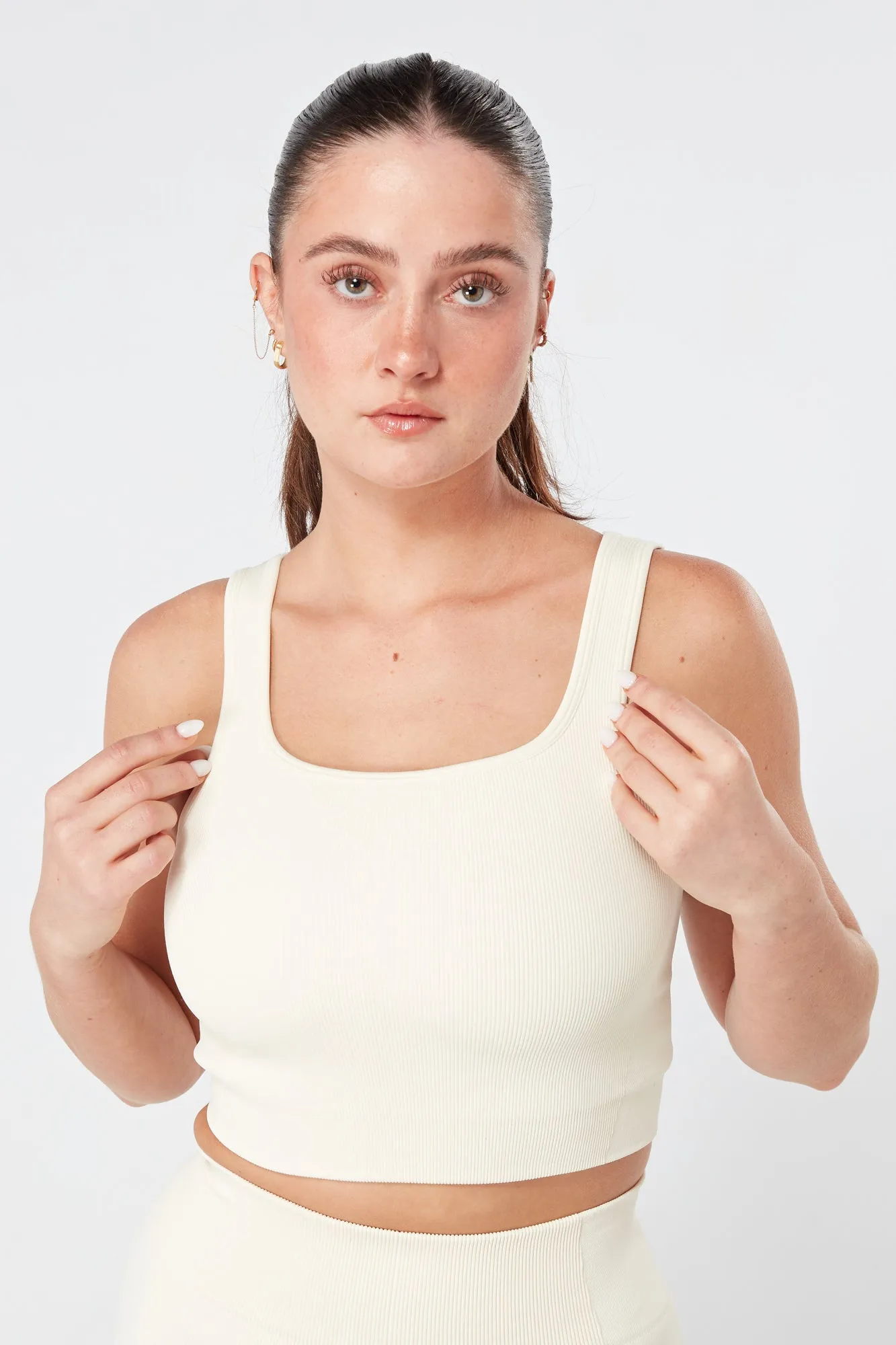 Twill Active Rib Top - CREAM