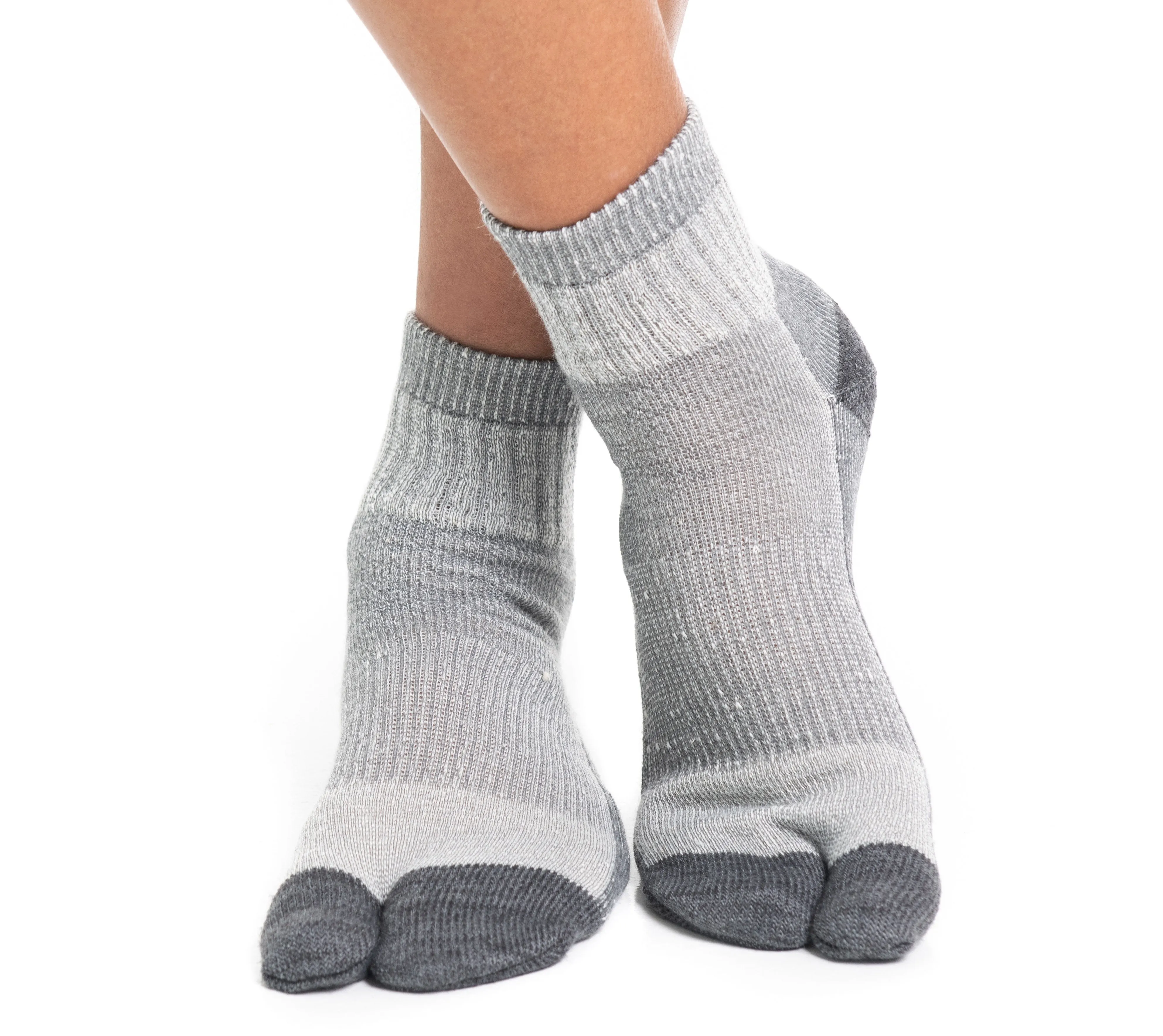 V-Toe Wool  Light Grey Casual or Hiking Flip-Flop Tabi Big Toe Chaco Socks