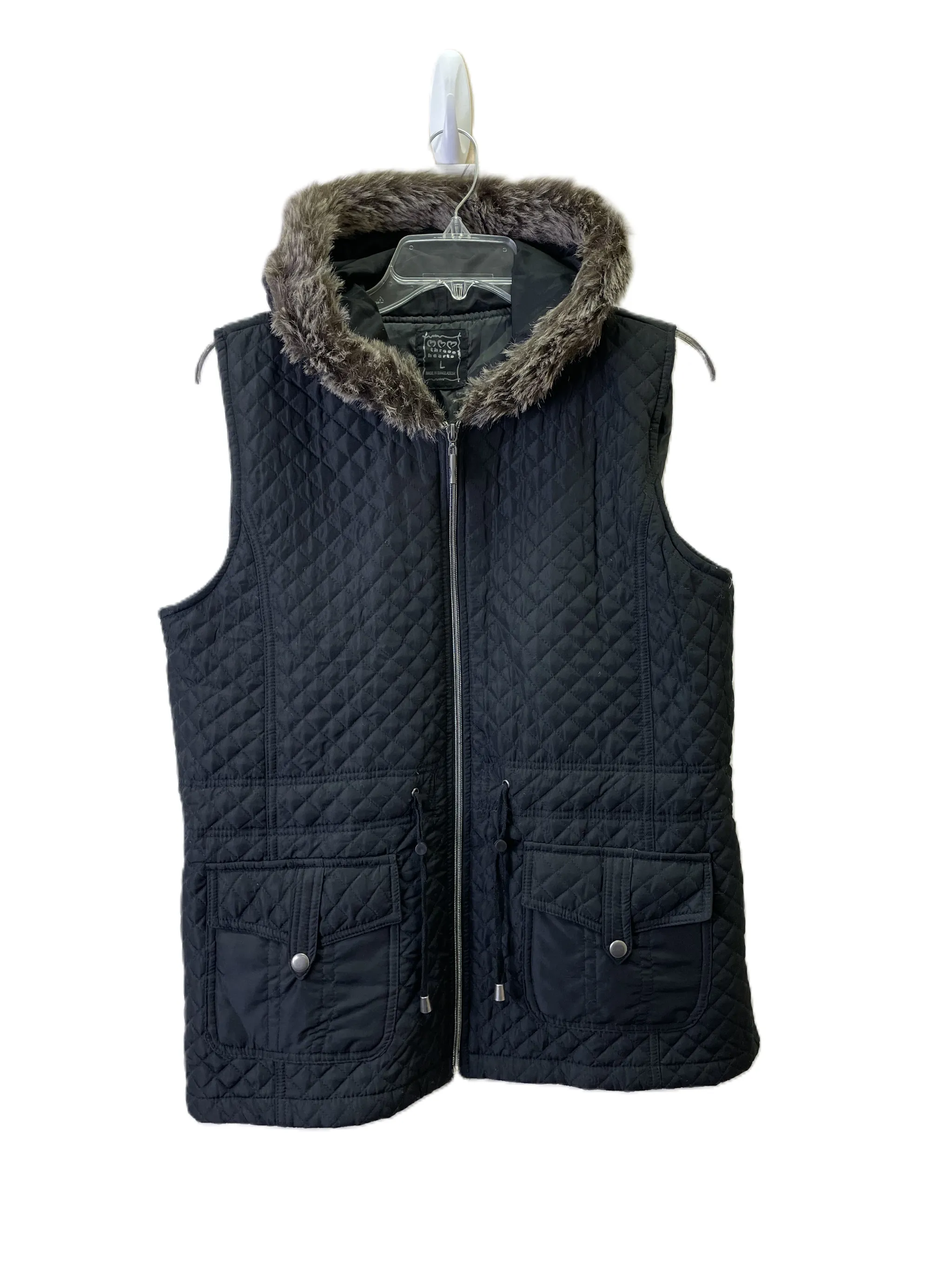 Vest Puffer & Quilted By three hearts In Black, Size: L