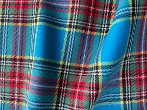 Vivid Cerulean & Maraschino Plaid Wool Twill (Made in Italy)