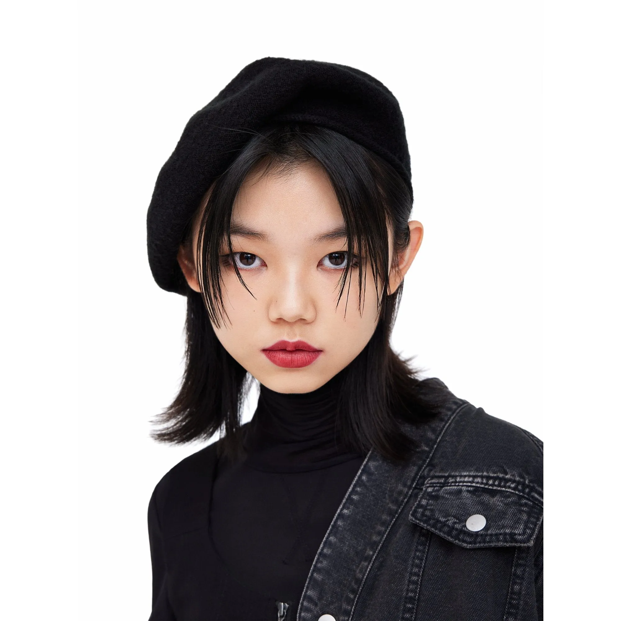 Women Basic Knitted Beret - Black