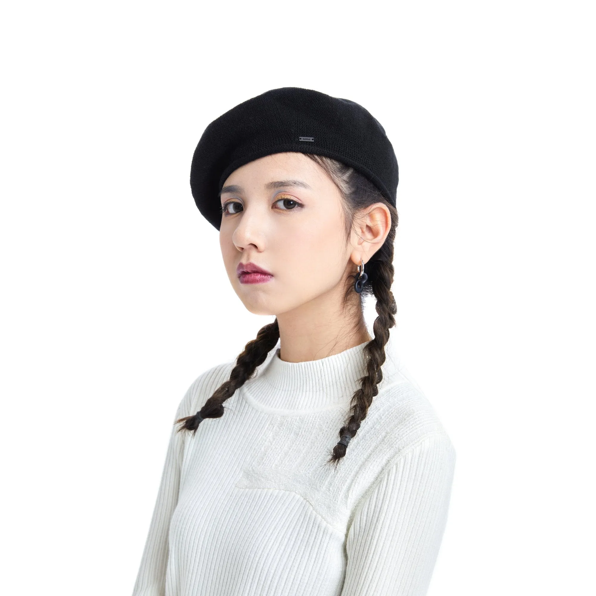 Women Basic Knitted Beret - Black