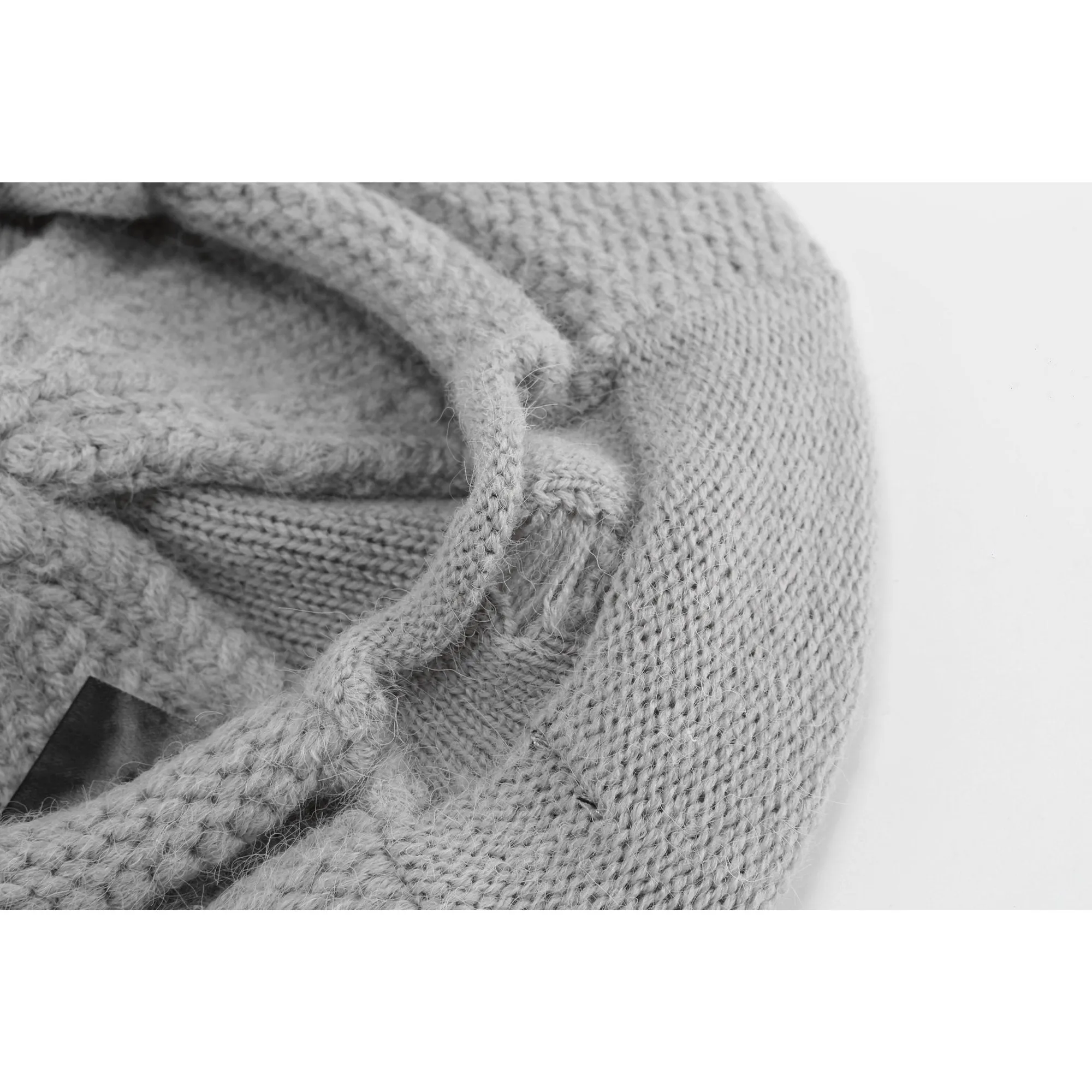 Women Mixed Knitted Beret - Light Grey