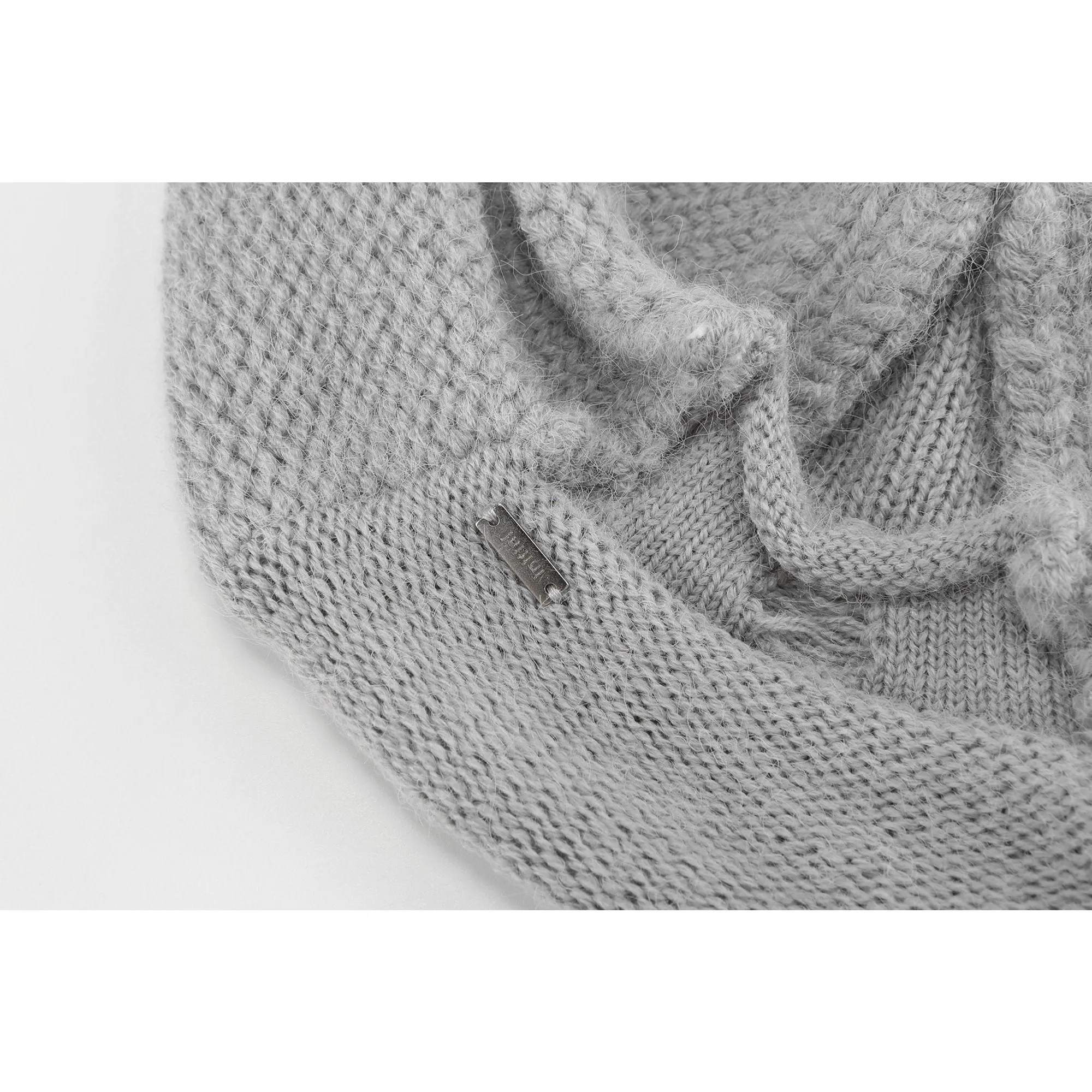 Women Mixed Knitted Beret - Light Grey