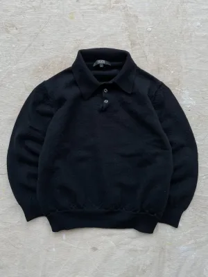 WOOL HENLEY SWEATER—BLACK [XS]