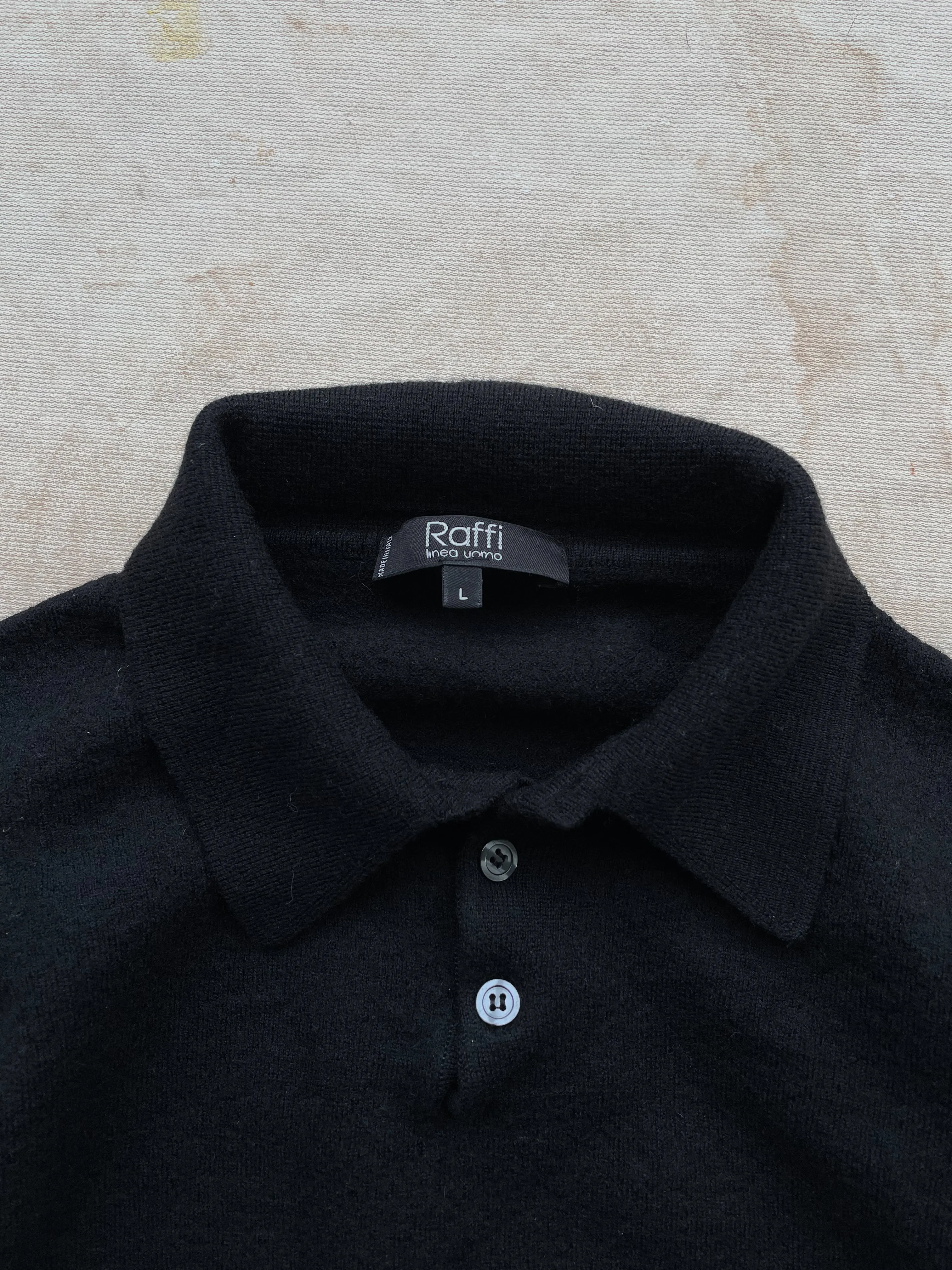 WOOL HENLEY SWEATER—BLACK [XS]