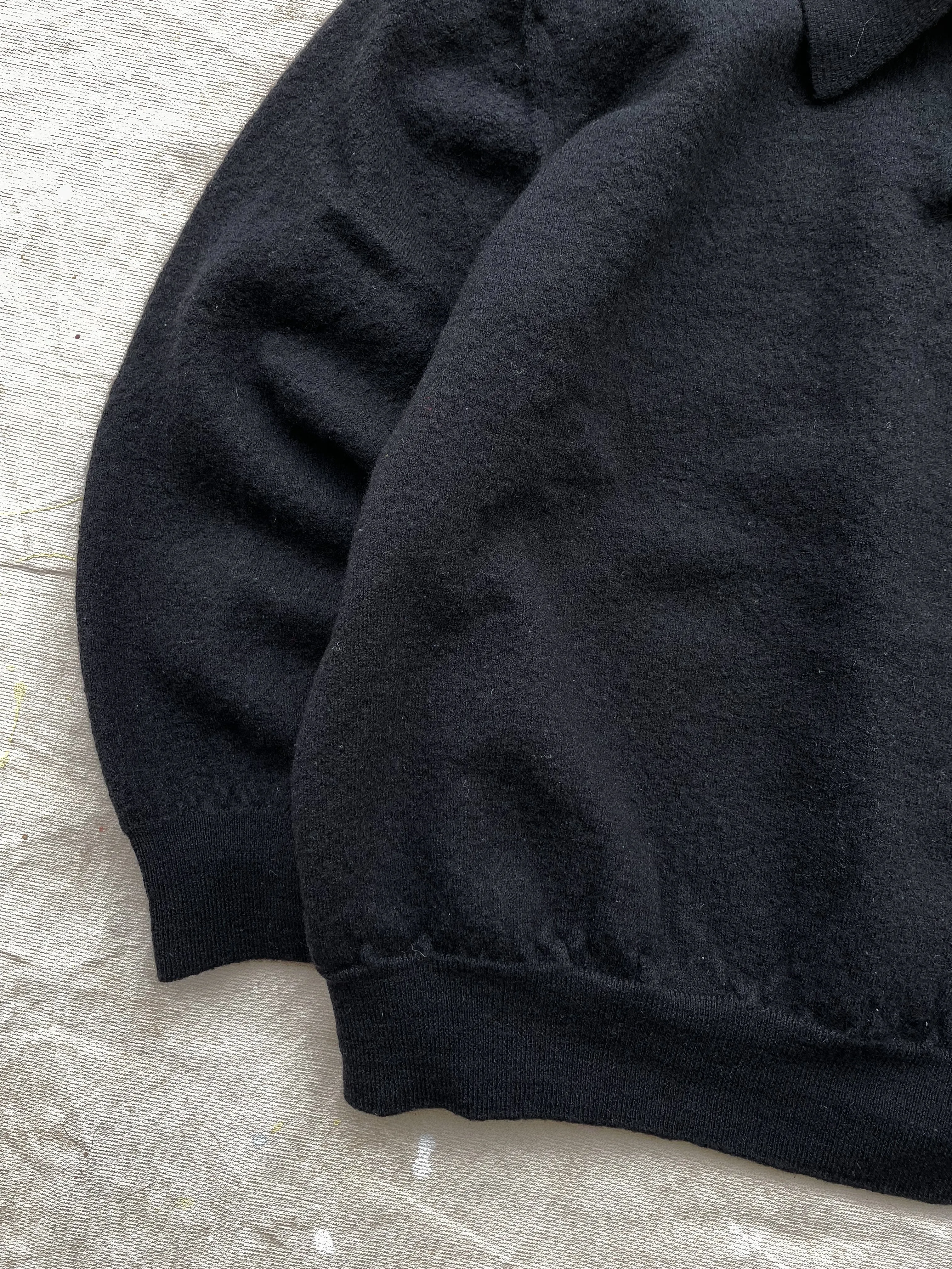 WOOL HENLEY SWEATER—BLACK [XS]