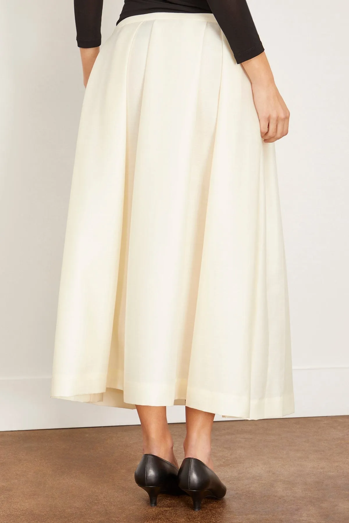 Wool Silk Twinflower Skirt in Macadamia