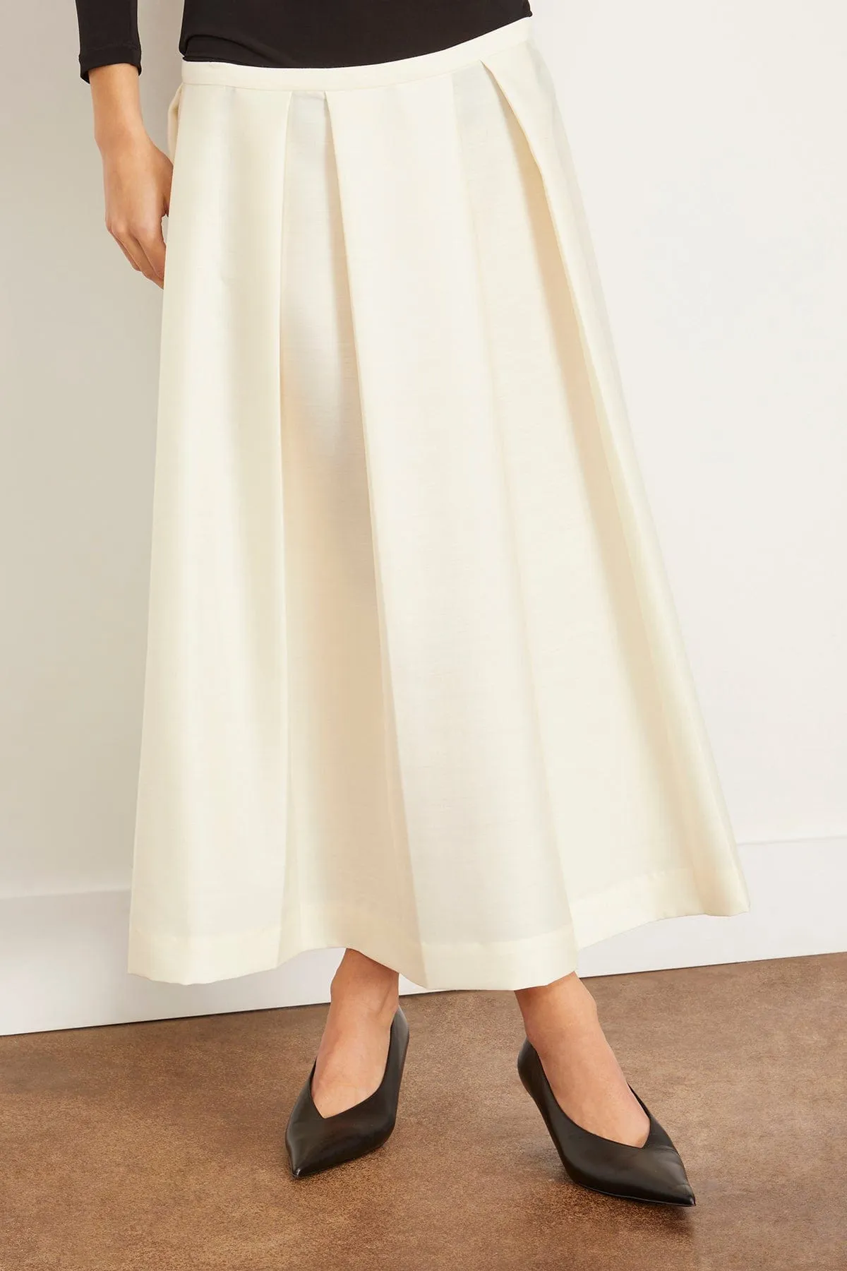 Wool Silk Twinflower Skirt in Macadamia