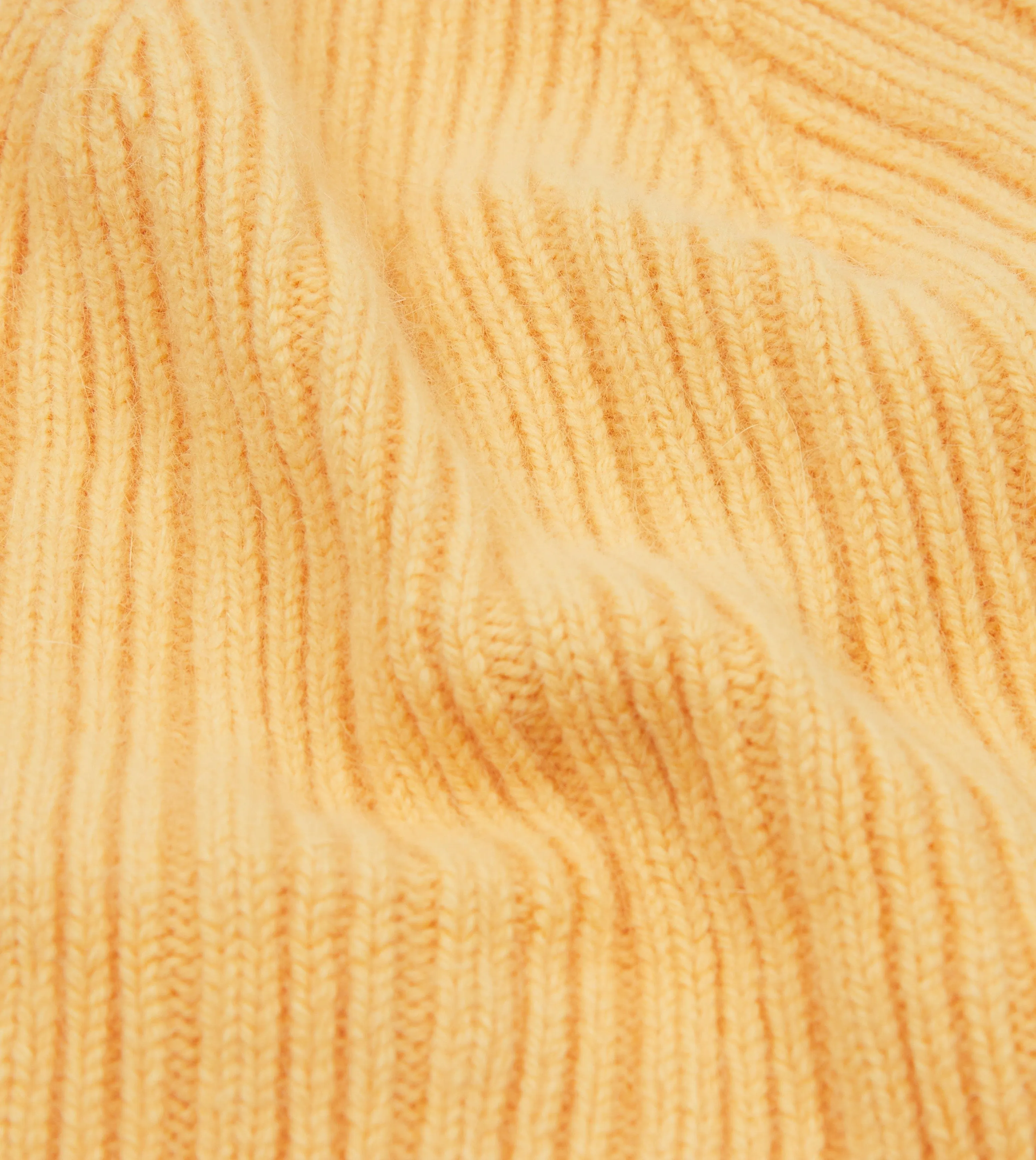 Yellow Angora Lambswool Ribbed Knit Cap